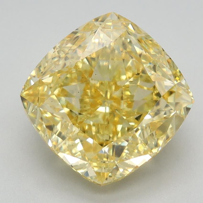 3.24 Ct. Fancy Vivid Yellow Cushion Lab Grown Diamond