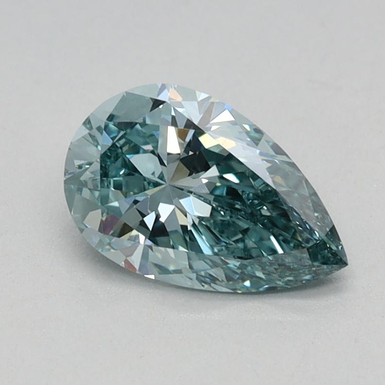0.59 Ct. Fancy Vivid Bluish Green Pear Lab Grown Diamond