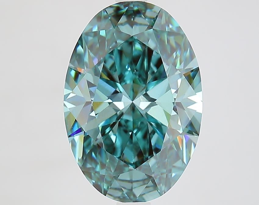 4.07 Ct. Fancy Vivid Bluish Green Oval Lab Grown Diamond