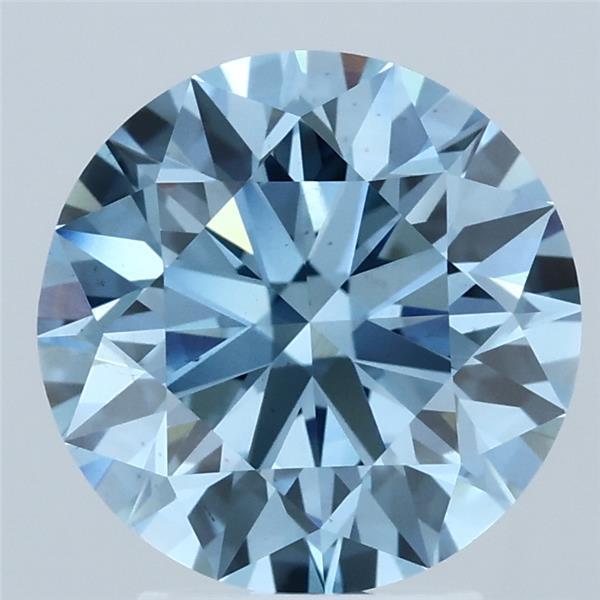 3.09 Ct. Fancy Vivid Blue Round Lab Grown Diamond