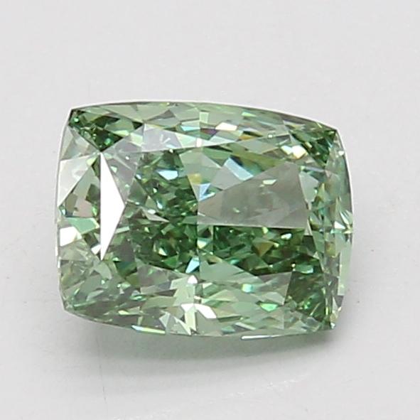 1.51 Ct. Fancy Vivid Green Cushion Lab Grown Diamond