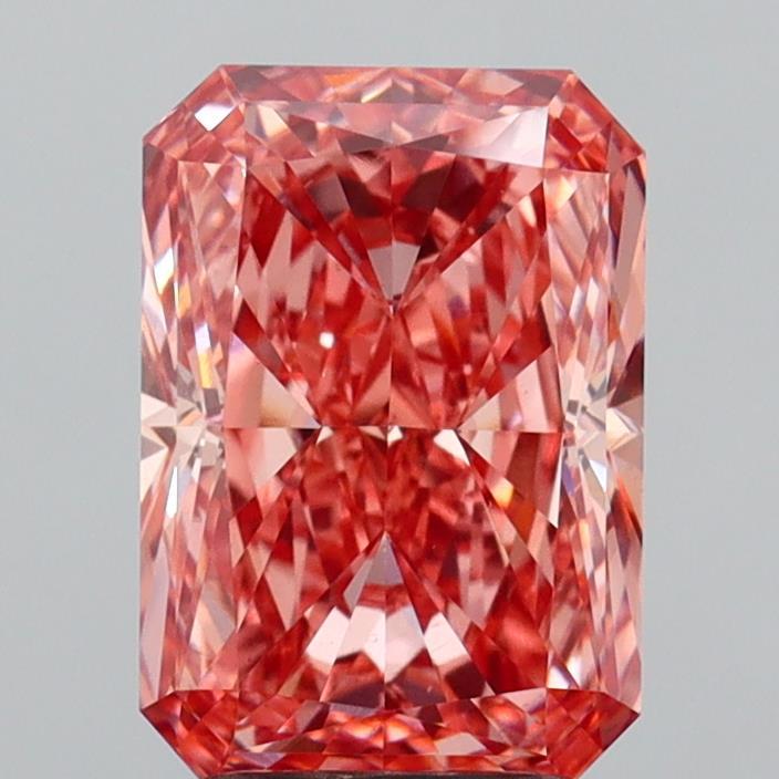 3.08 Ct. Fancy Vivid Brownish Pink Radiant Lab Grown Diamond