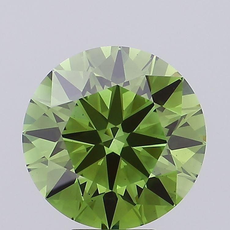 6.16 Ct. Fancy Vivid  Green Round Lab Grown Diamond