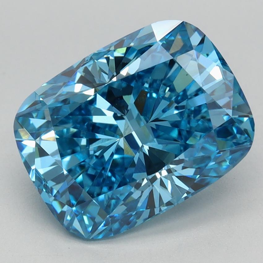 3.06 Ct. Fancy Vivid Blue Cushion Lab Grown Diamond