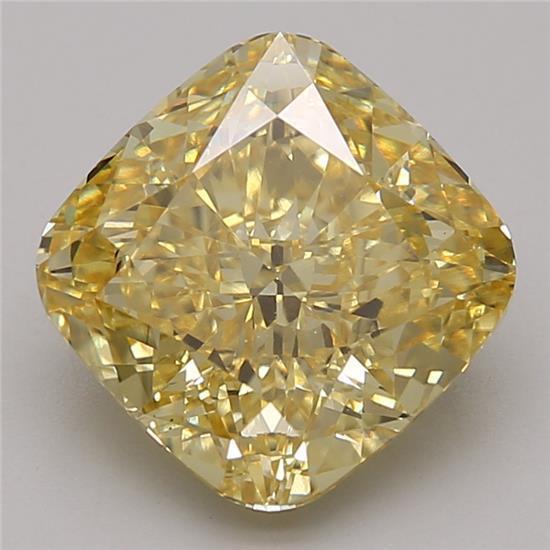 4.44 Ct. Fancy Vivid Yellow Cushion Lab Grown Diamond