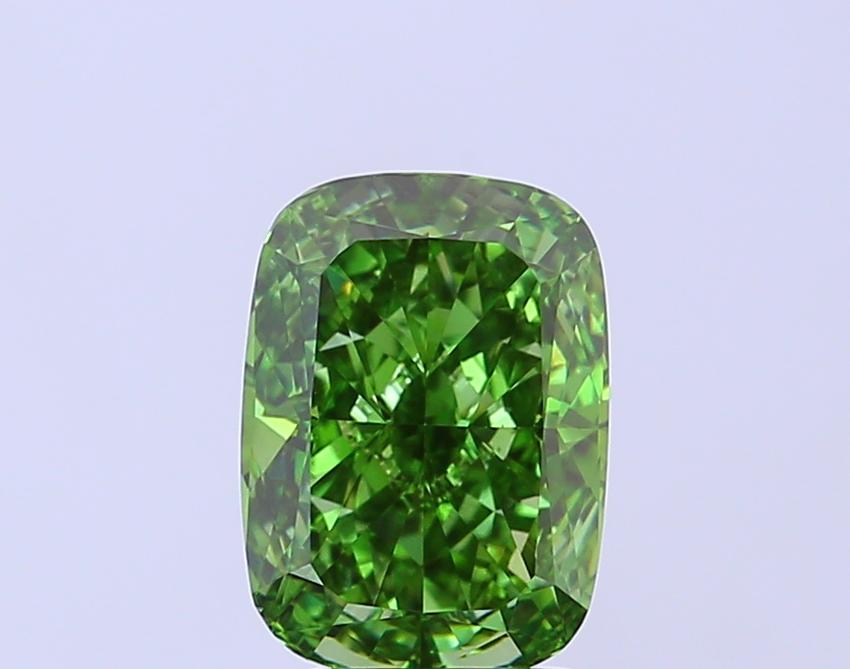 2.94 Ct. Fancy Vivid Green Cushion Lab Grown Diamond