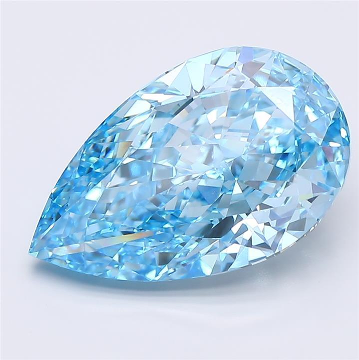 8.05 Ct. Fancy Vivid Blue Pear Lab Grown Diamond