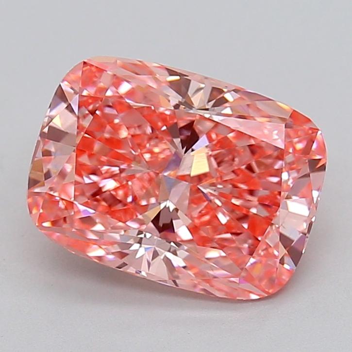3.06 Ct. Fancy Vivid  Pink Cushion Lab Grown Diamond