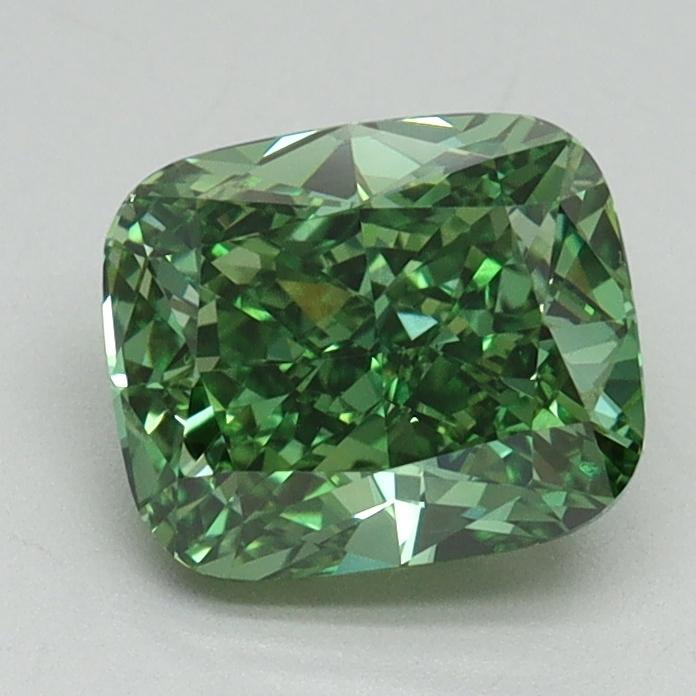 1.52 Ct. Fancy Vivid Green Cushion Lab Grown Diamond