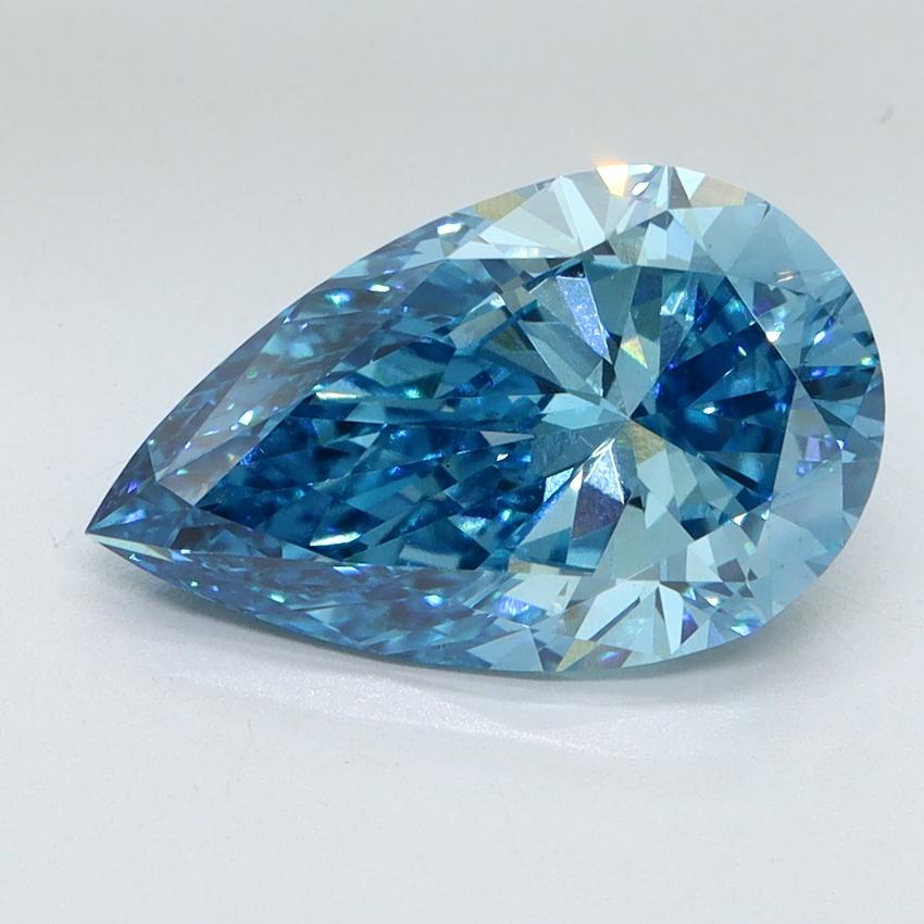 2.91 Ct. Fancy Vivid Malibu Blue Pear Lab Grown Diamond