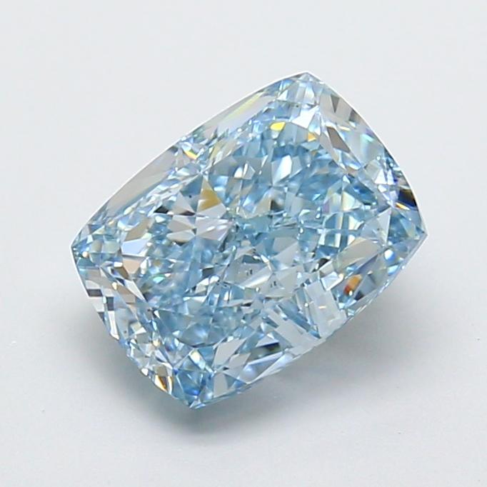 3.04 Ct. Fancy Vivid  Blue Cushion Lab Grown Diamond