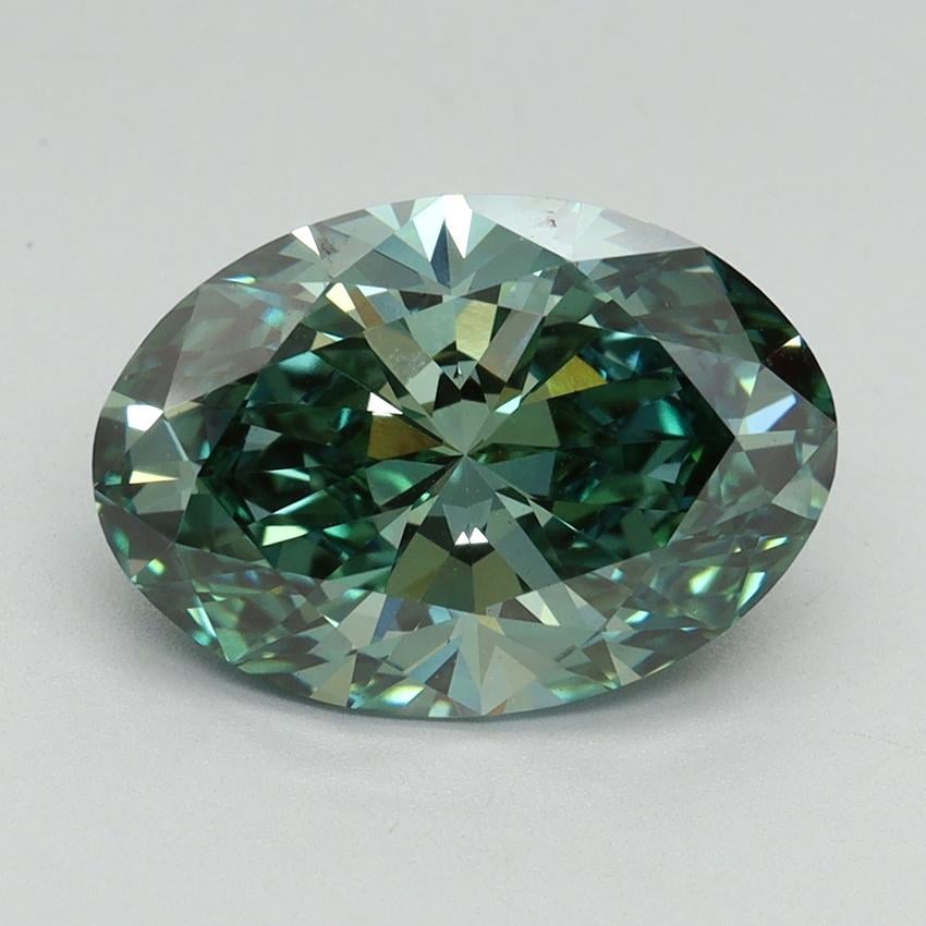 3.28 Ct. Fancy Vivid Green Oval Lab Grown Diamond