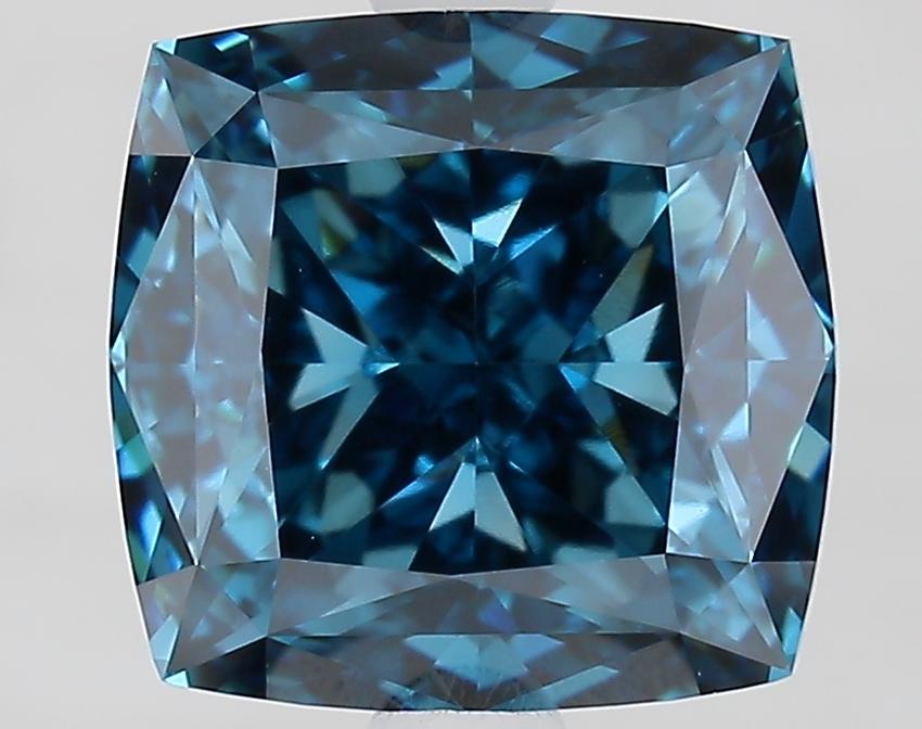 3.02 Ct. Fancy Vivid Blue Cushion Lab Grown Diamond