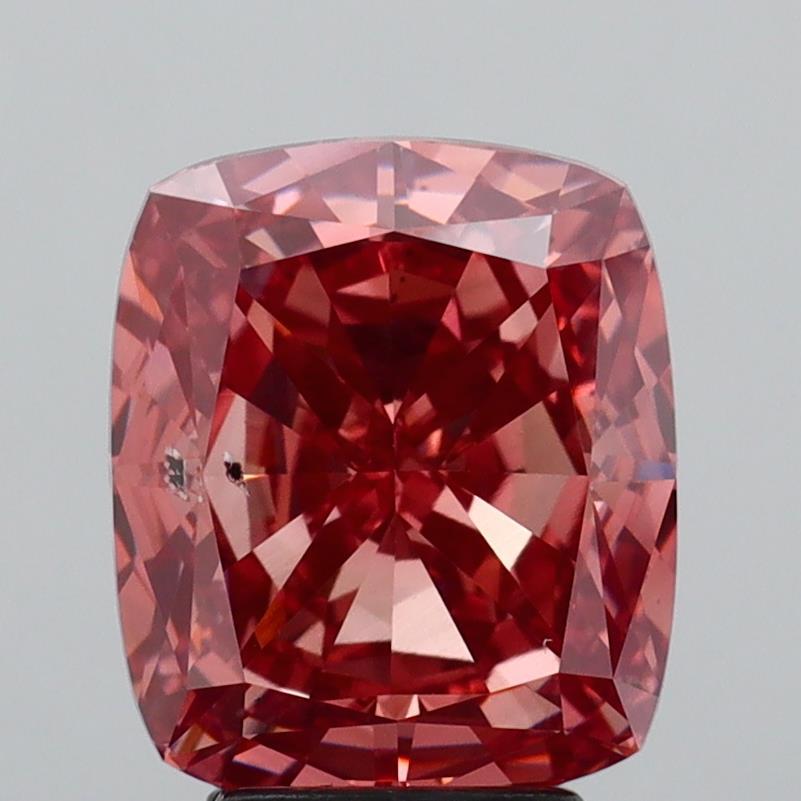 5.22 Ct. Fancy Vivid Brownish Pink Cushion Lab Grown Diamond