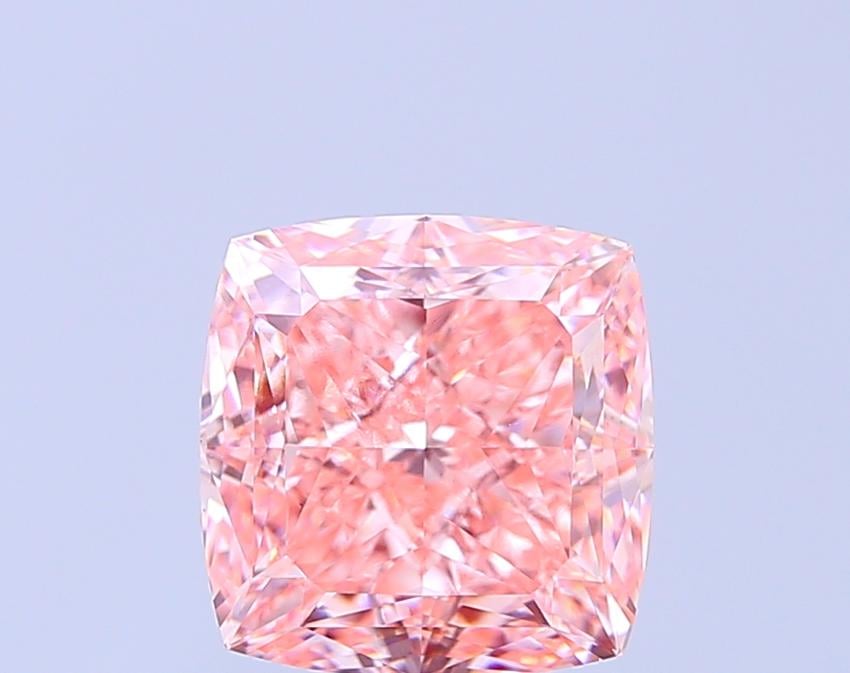 4.30 Ct. Fancy Vivid  Pink Cushion Lab Grown Diamond