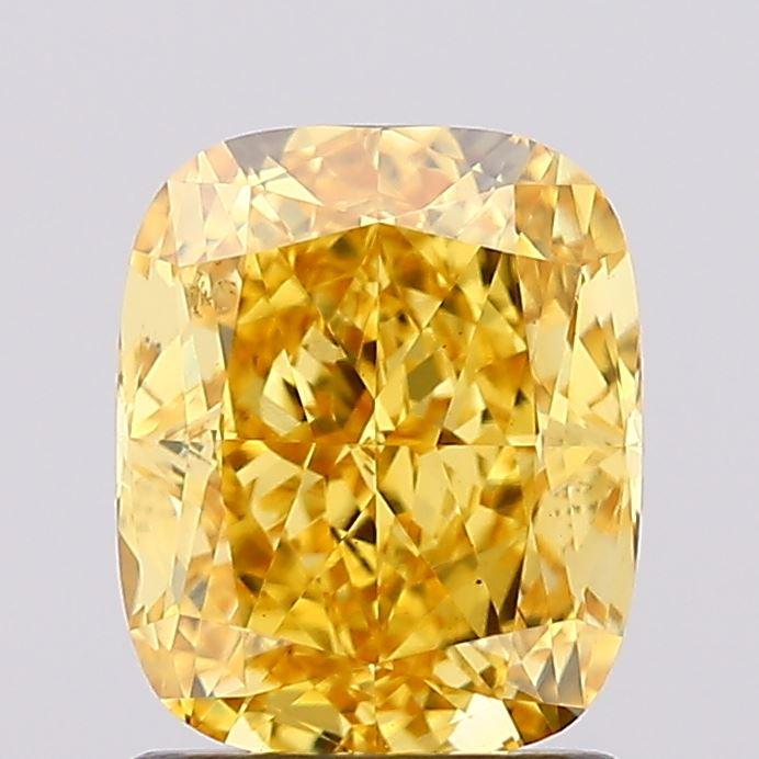 1.69 Ct. Fancy Vivid Yellow Cushion Lab Grown Diamond