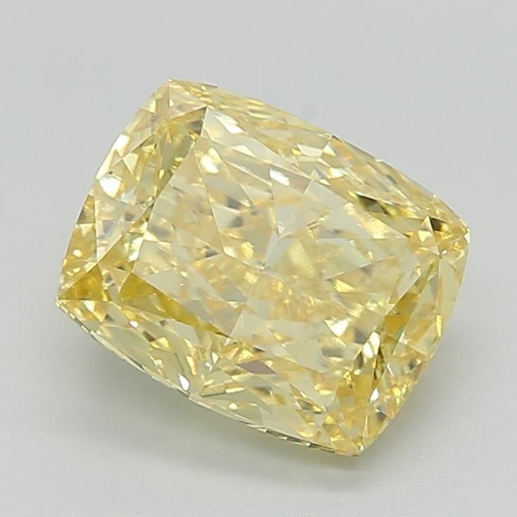 3.76 Ct. Fancy Vivid  Yellow Cushion Lab Grown Diamond