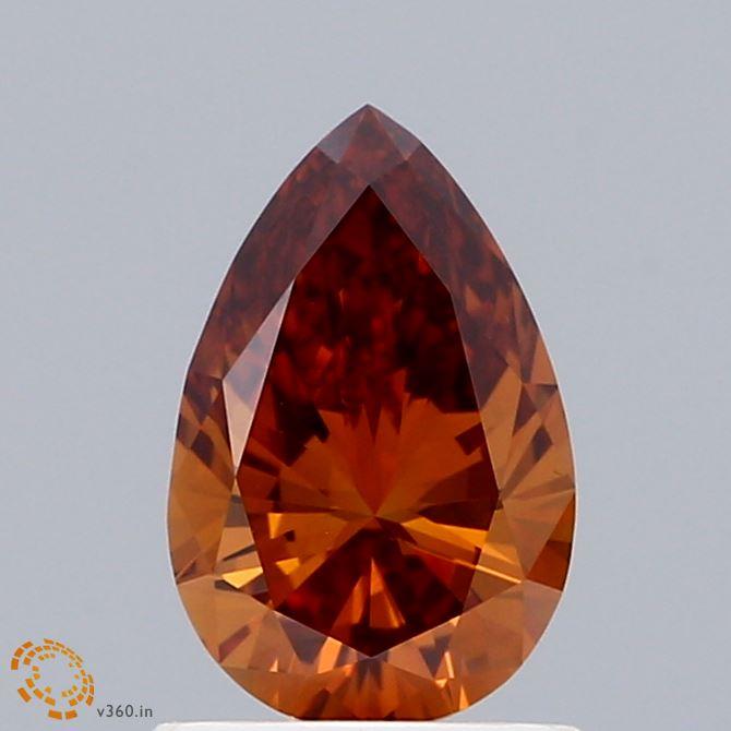 1.02 Ct. Fancy Vivid Orange Pear Lab Grown Diamond