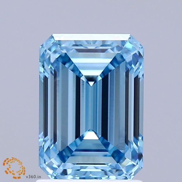 1.83 Ct. Fancy Vivid Blue Emerald Lab Grown Diamond