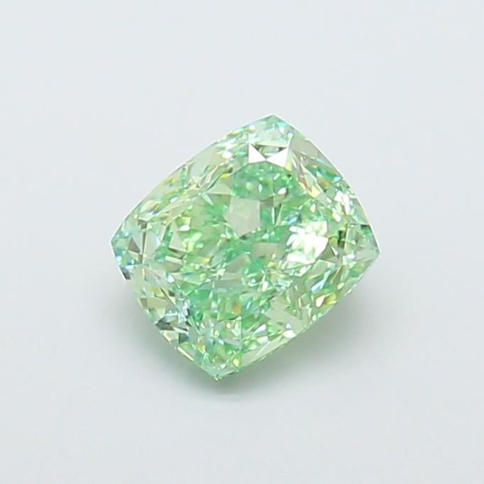 1.47 Ct. Fancy Vivid  Green Cushion Lab Grown Diamond