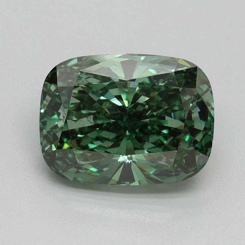3.00 Ct. Fancy Vivid Pacific Green Cushion Lab Grown Diamond