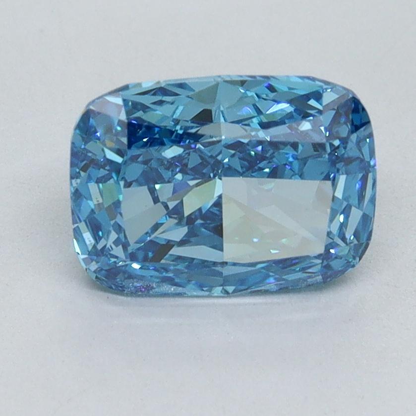 2.05 Ct. Fancy Vivid Malibu Blue Cushion Lab Grown Diamond