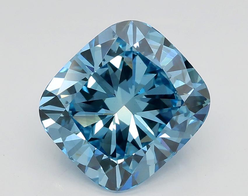 3.01 Ct. Fancy Vivid Blue Cushion Lab Grown Diamond