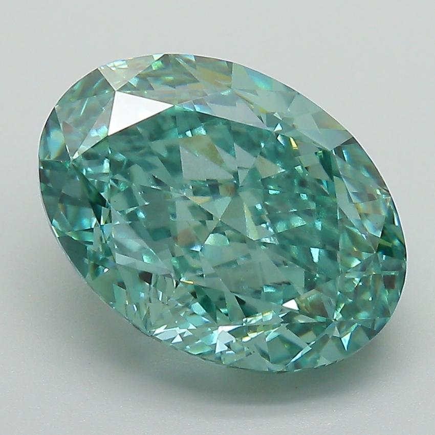 5.53 Ct. Fancy Vivid Green Oval Lab Grown Diamond