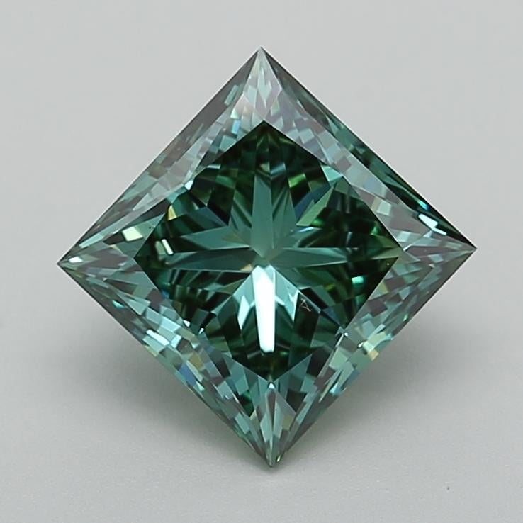 3.01 Ct. Fancy Vivid  Green Princess Lab Grown Diamond