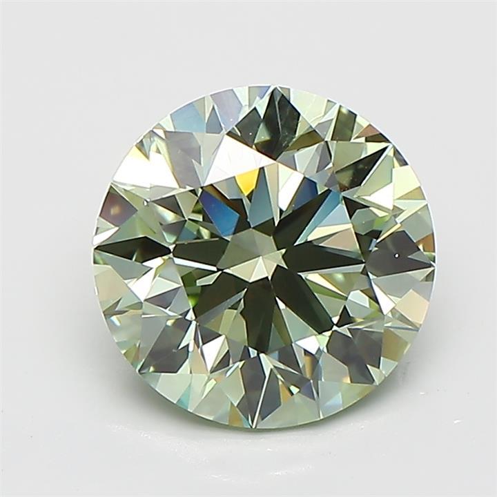3.12 Ct. Fancy Vivid  Green Round Lab Grown Diamond