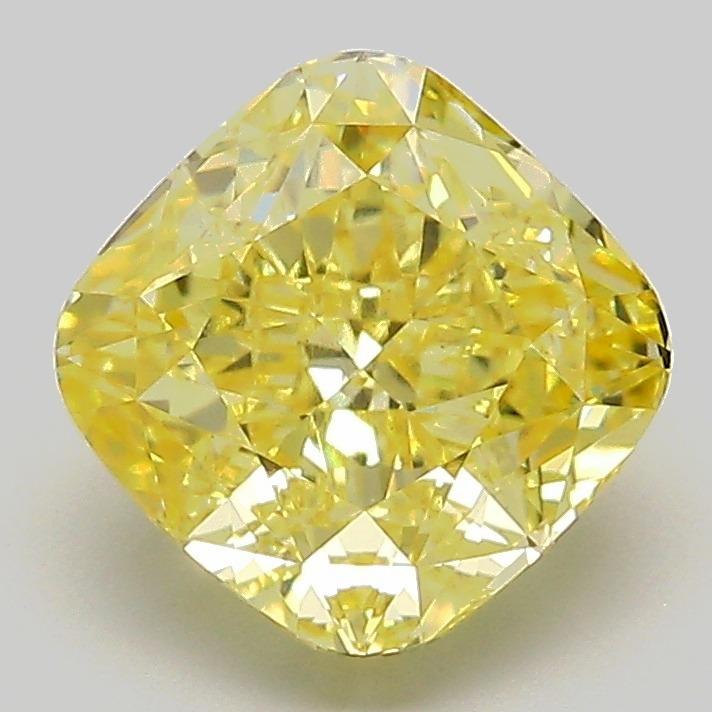 2.51 Ct. Fancy Vivid Yellow Cushion Lab Grown Diamond
