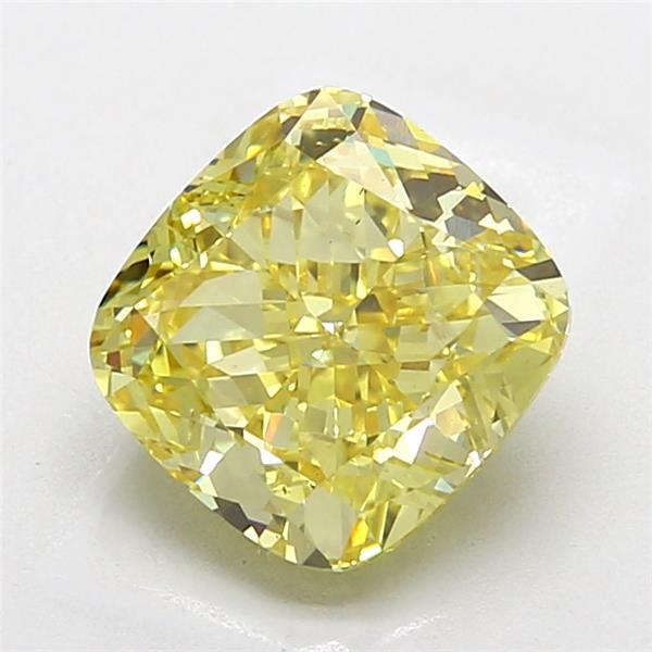 5.02 Ct. Fancy Vivid Yellow Cushion Lab Grown Diamond