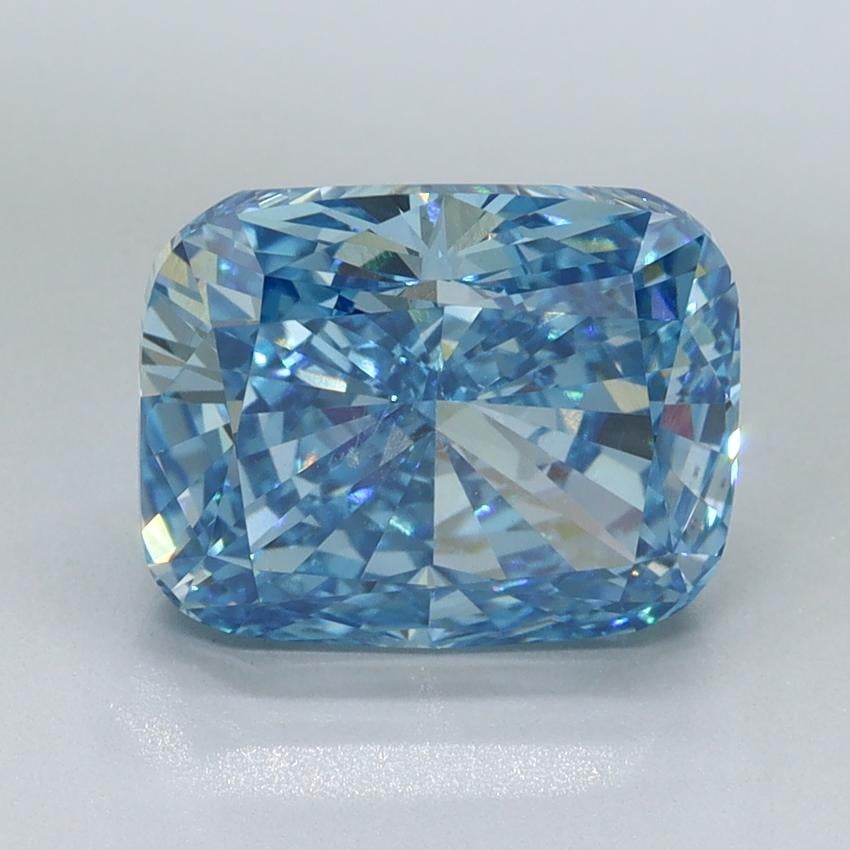 3.31 Ct. Fancy Vivid Malibu Blue Cushion Lab Grown Diamond