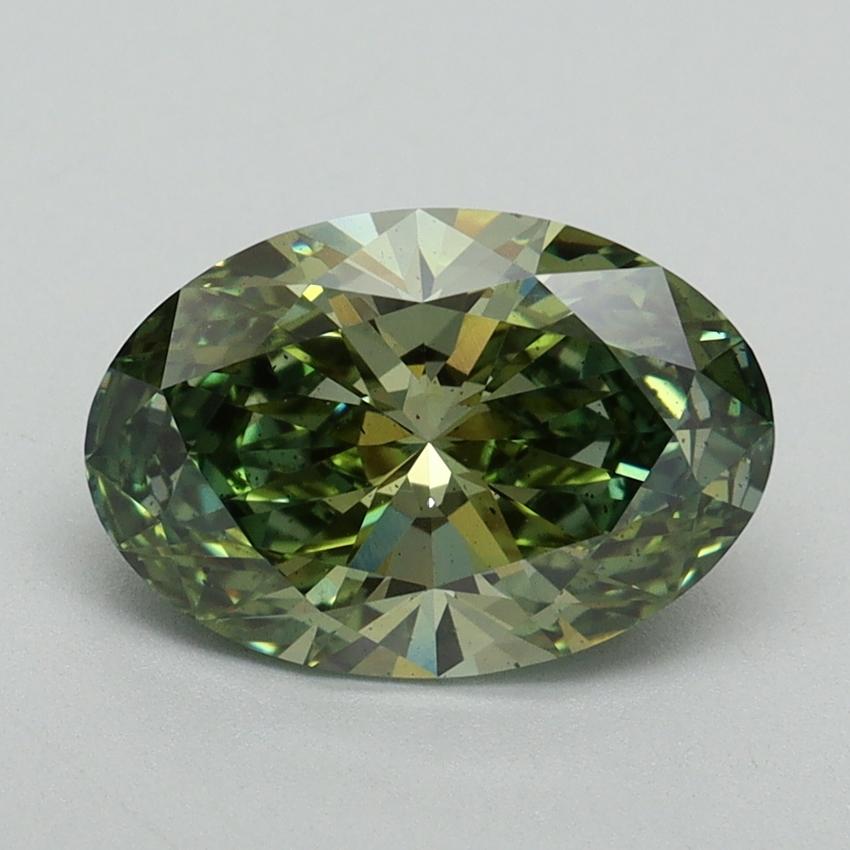 2.02 Ct. Fancy Vivid Green Oval Lab Grown Diamond