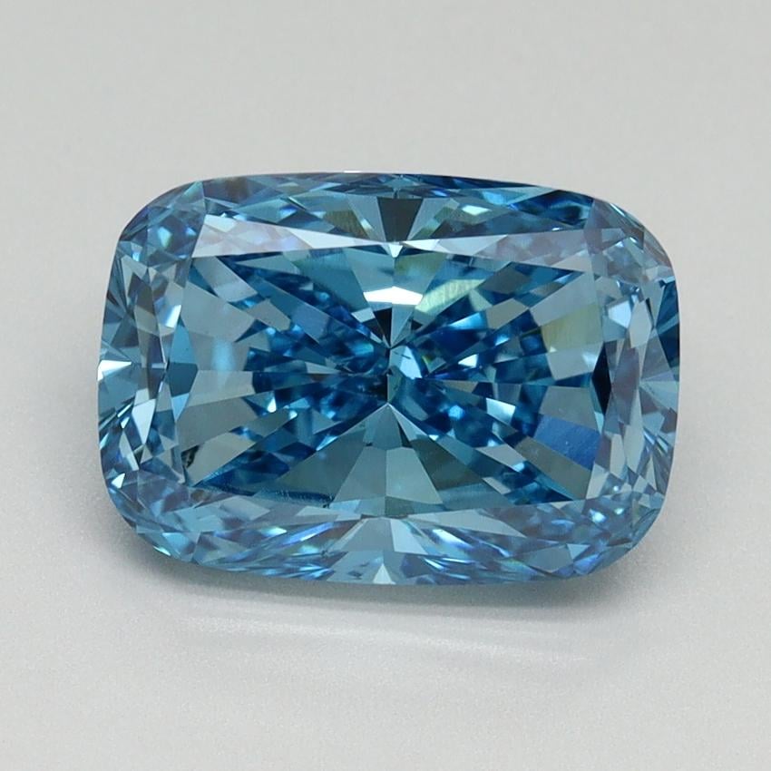 3.02 Ct. Fancy Vivid Blue Cushion Lab Grown Diamond