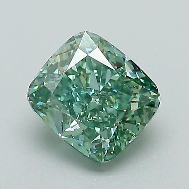 1.01 Ct. Fancy Vivid Green Cushion Lab Grown Diamond