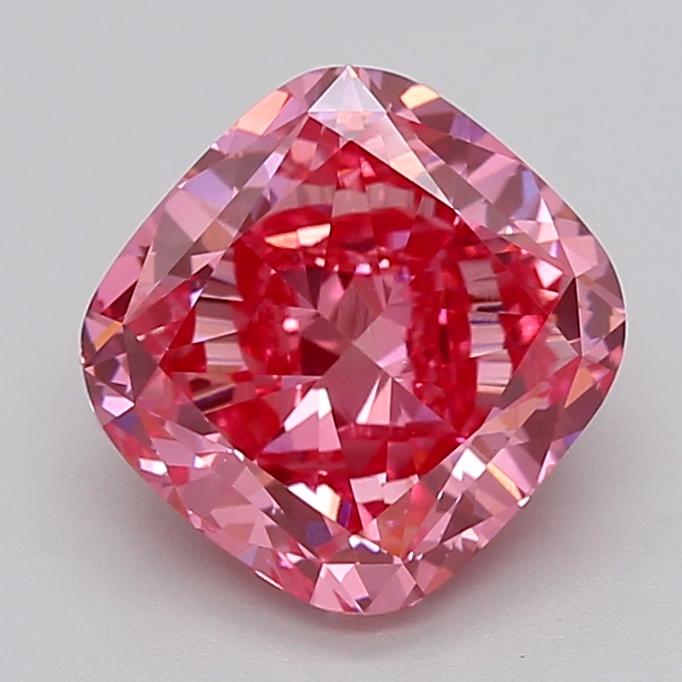 2.92 Ct. Fancy Vivid  Pink Cushion Lab Grown Diamond