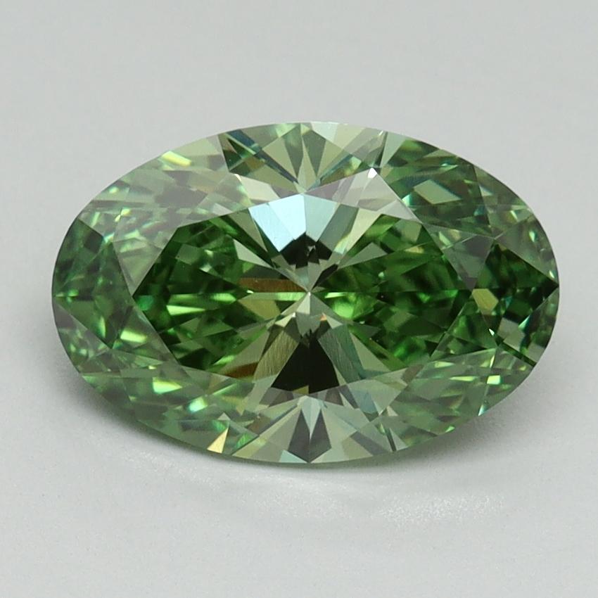 2.15 Ct. Fancy Vivid Green Oval Lab Grown Diamond