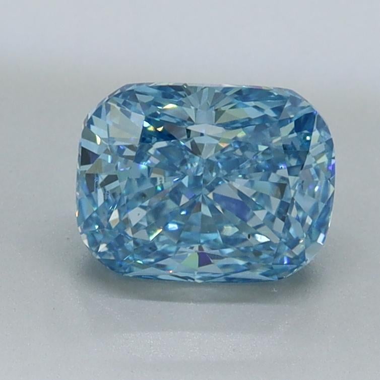 1.15 Ct. Fancy Vivid Blue Cushion Lab Grown Diamond