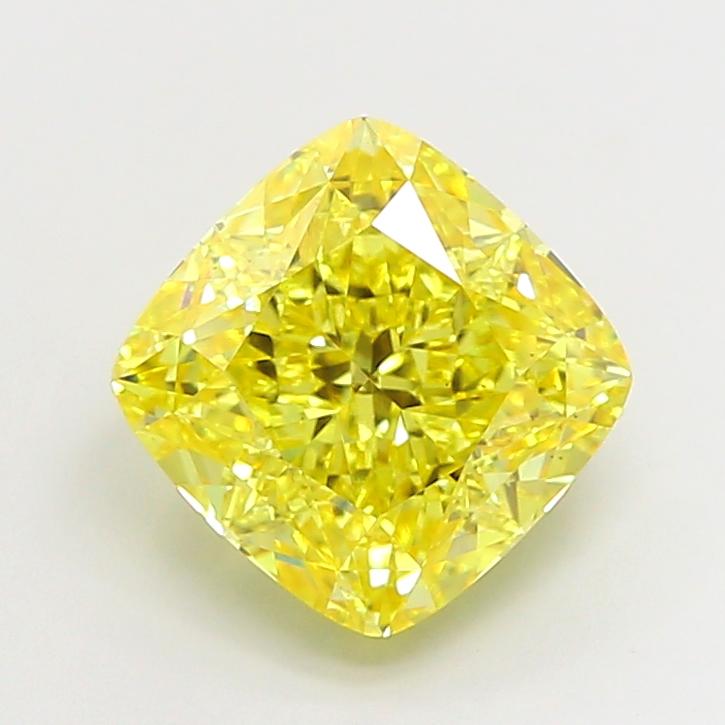 5.56 Ct. Fancy Vivid Yellow Cushion Lab Grown Diamond