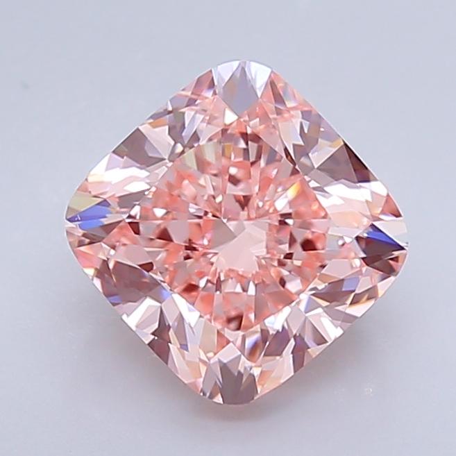 4.01 Ct. Fancy Vivid  Pink Cushion Lab Grown Diamond