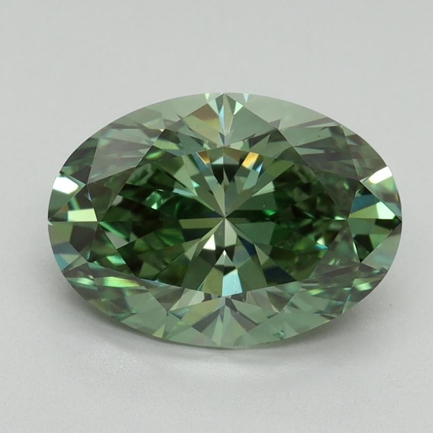 3.03 Ct. Fancy Vivid Pacific Green Oval Lab Grown Diamond