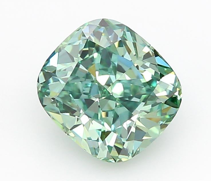 1.02 Ct. Fancy Vivid Green Cushion Lab Grown Diamond