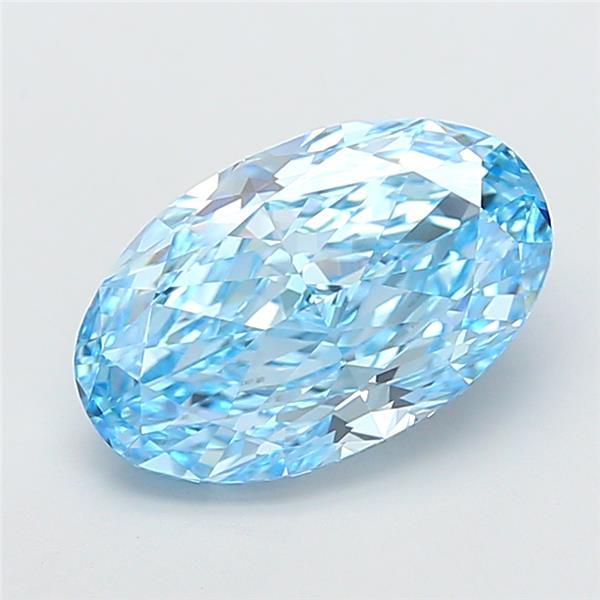 7.03 Ct. Fancy Vivid Blue Oval Lab Grown Diamond