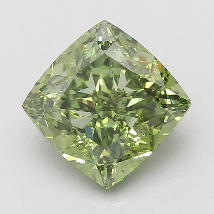 3.05 Ct. Fancy Vivid Green Cushion Lab Grown Diamond