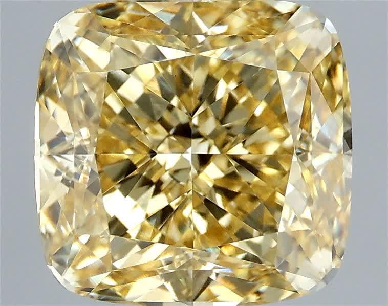 3.38 Ct. Fancy Intense Yellow Cushion Lab Grown Diamond