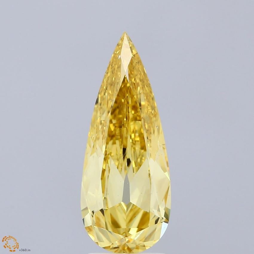 2.47 Ct. Fancy Vivid Yellow Pear Lab Grown Diamond