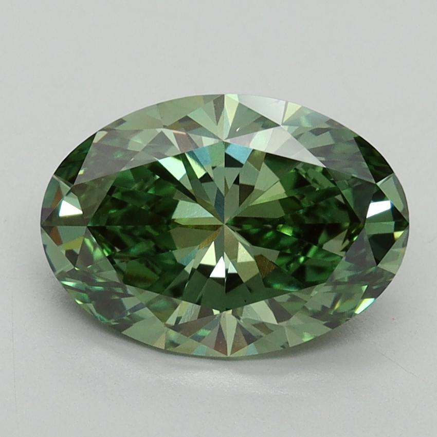 2.18 Ct. Fancy Vivid Green Oval Lab Grown Diamond