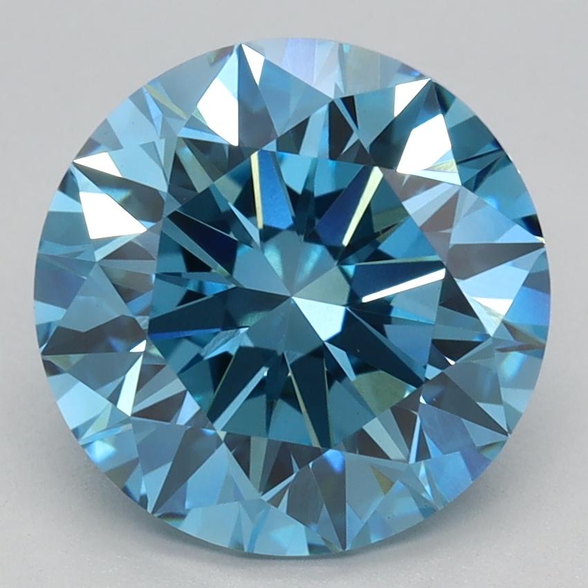 3.15 Ct. Fancy Vivid Blue Round Lab Grown Diamond