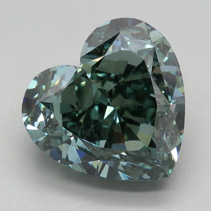 3.07 Ct. Fancy Vivid Green Heart Lab Grown Diamond